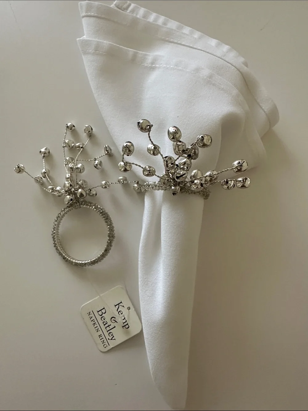 Silver Jingle Bell Napkin Rings (Set of 2)